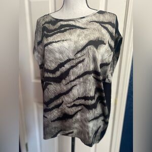 White House Black Market Silver and Black Sleeveless Blouse